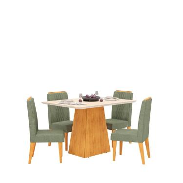Imagem de Conjunto de Mesa DJ Móveis Dulce Com 4 Cadeiras Lia - Freijo/Mocca
