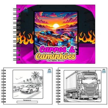 Imagem de Livro de Colorir Infantil CARROS E CAMINHOES 50 Folhas Capa Dura - Ono