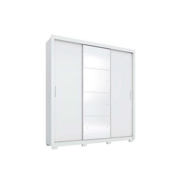 Imagem de Guarda Roupa Casal 3 Portas De Correr E 2 Gavetas C/ Espelho E Pés Residence Branco - Demóbile