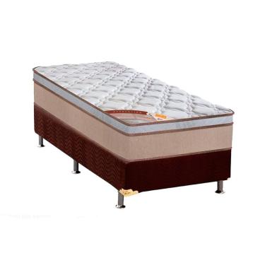 Imagem de Cama Box Solteiro: Colchão Molas Ensacadas Castor Pocket Revolution Híbrido + Base Brown(88X188)