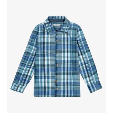 Imagem de Camisa Infantil Manga Longa Xadrez Trick Nick Azul, 14, Azul