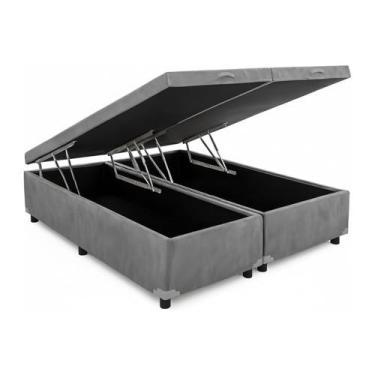 Imagem de Cama Baú Casal Queen Bipartido Blindado Suede 158x198x41 - ConfortBraz
