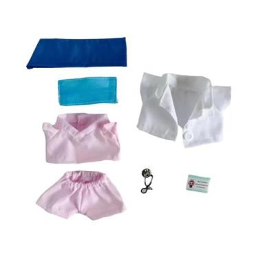 Imagem de Conjunto De Uniforme De Médico Labubu Rosa, Azul E Verde Com Estetoscó