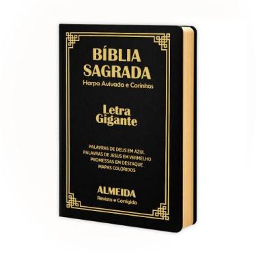 Imagem de Biblia Sagrada Letra Gigante Luxo Popular - Preta - Com Harpa - RC - R