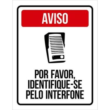 Imagem de Kit 5 Placas Aviso Por Favor Identifique-Se Interfone 27X35 - Sinalizo