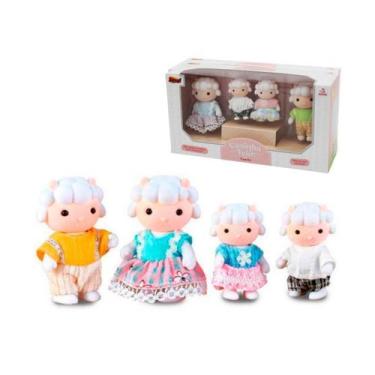Imagem de Casinha Feliz Coleção Família Ovelha Kit Bonecos Aveludados