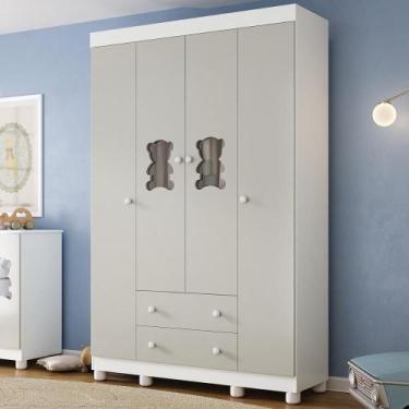 Imagem de Guarda-roupa Infantil 122cm Com Vidro 4 Portas E 2 Gavetas Fofura Mult
