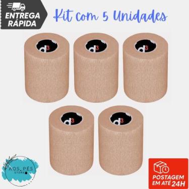 Imagem de Kit 5un Bandagem Elástica Coesiva D3 7,5cm x 5mt Bege Atadura Autoades