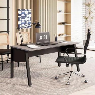 Imagem de Mesa Escrivaninha Escritório com 150cm Industrial Tampo Chanfrado e Pé