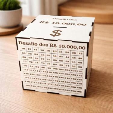 Imagem de Cofre Japonês Caixa Desafio Mil a 20 Mil De Economia Em MDF Cofrinho M