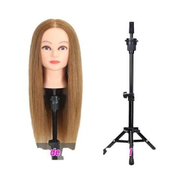 Imagem de Cabeça De Manequim Profissional 100% Cabelo Humano Para Treinamento De