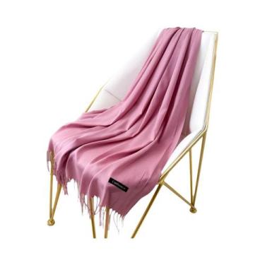 Imagem de Cachecol Feminino De Caxemira Quente, Xale Pashmina Com Borlas, Outono