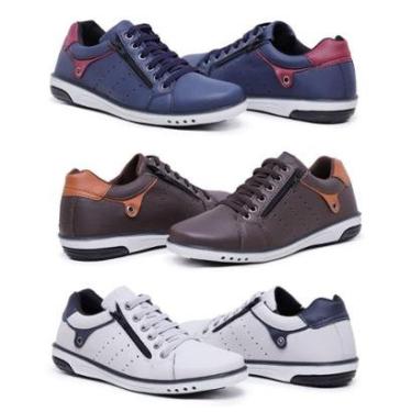 Imagem de Kit 3 Sapatênis Masculino Casual Fechamento Elástico e Zíper-Masculino