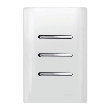 Imagem de 2 Interruptor Simples +1  Interruptor Paralelo Horizontal Cromado com Placa 4x2 Branca Dc120010