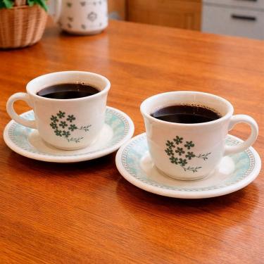 Imagem de Xícaras Chá Pires Oxford Donna Bosque Jogo Kit 4pçs 200ml