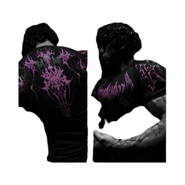 Imagem de Camiseta De Compressão Unissex Com Estampa Gótica Em Metal, Estilo Pun