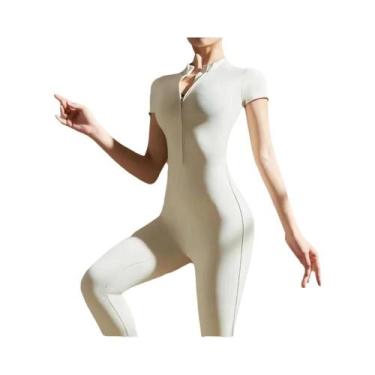 Imagem de Macacão Feminino Slim Fit Com Manga Curta, Estilo Yoga Fitness, Sexy E