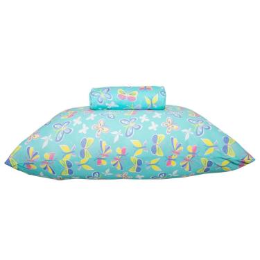 Imagem de Jogo de Lençol Solteiro KazzaVip Malha Misto 70% Algodão e 30% Poliéster Estampado com Elástico 2 Peças Borboletas Verde