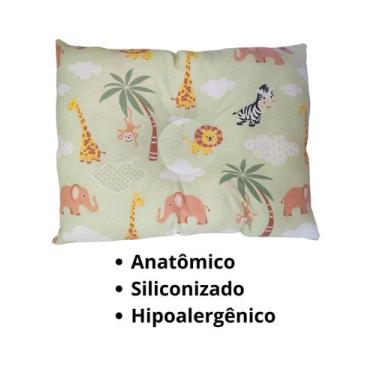 Imagem de Travesseiro Anatômico Bebê para Berço e Carrinho Safari 27x37cm Variaç