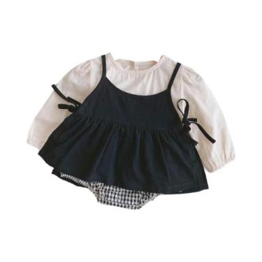 Imagem de Macacão Xadrez De Primavera Para Bebês Meninas, Roupa De Engatinhar, P