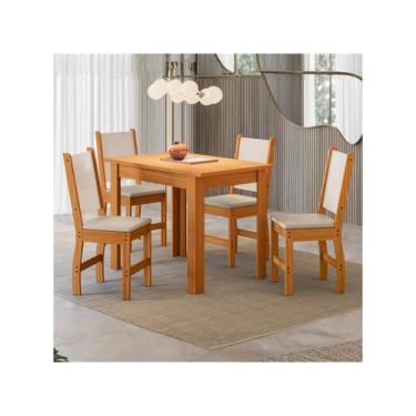 Imagem de Mesa de Jantar Bellagio Retangular 108cm Com 4 Cadeiras Clara Poliman 