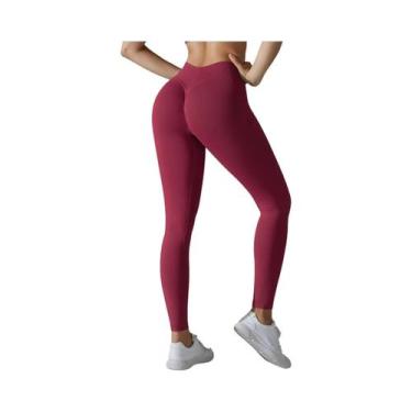 Imagem de Leggings De Yoga De Cintura Alta Para Mulheres, Sem Costura, Efeito Le