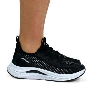 Imagem de Tênis Esportivo Feminino Caminhada Academia Corrida Antiderrapante Confortável Leve Macio-Feminino