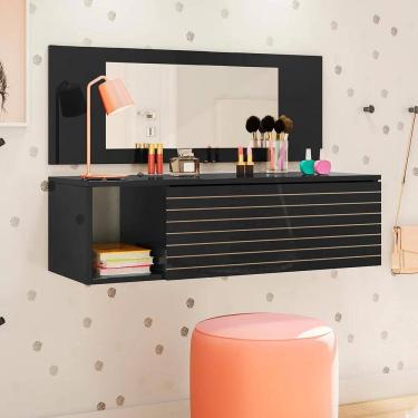 Imagem de Penteadeira Suspensa com Painel e Espelho Joy Z49 Preto - Mpozenato