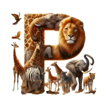 Imagem de Pintura Diamante Alfabeto Girafa Elefante Tigre Zebra Leão, Mosaico DI