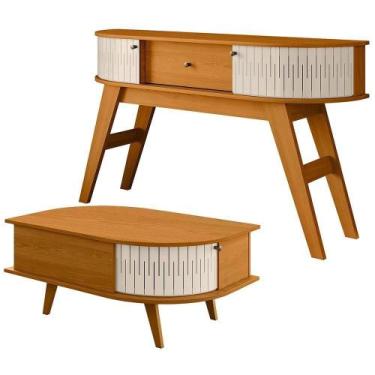 Imagem de Kit Aparador Para Sala Tamar E Mesa De Centro Orgânica Leda M07 Cinamo