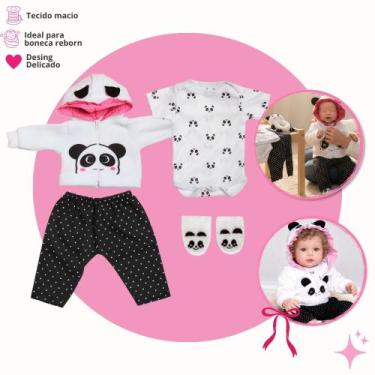 Imagem de Kit Conjunto Roupinha Para Bebê Reborn 4 Peças + Pelúcia - Cegonha Reb