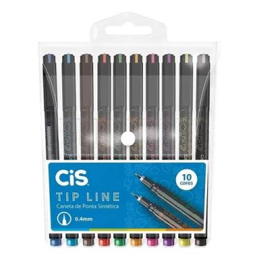 Imagem de Caneta Extra Fina Cis Tip Line 0.4mm Estojo Com 10 Cores