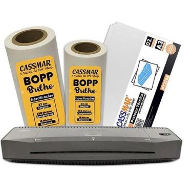 Imagem de Kit Laminadora Aurora A3 BOPP A4 BOPP A3 Brilho 220V - Cassmar, 220V