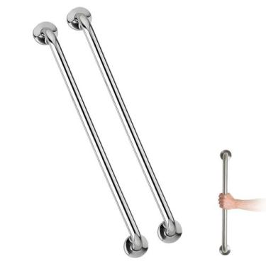 Imagem de Barra de Apoio 70cm Kit 2 Uni Inox Idoso Acessibilidade Cadeirante Def