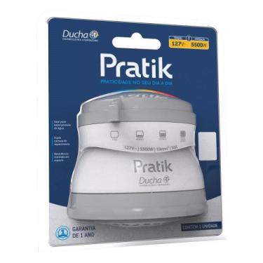 Imagem de Chuveiro Ducha Pratik 4t+ 4 Temperaturas, Branco/Prata, 110V