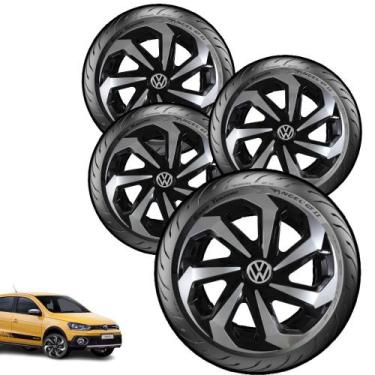 Imagem de Jogo Calota Spider Black Silver Aro 14 Gol Voyage Parati - FIAT