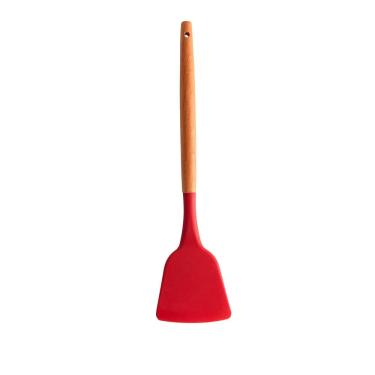 Imagem de Espátula de Silicone Vermelho C/Cabo de Bambu Charmy 32cm Lyor