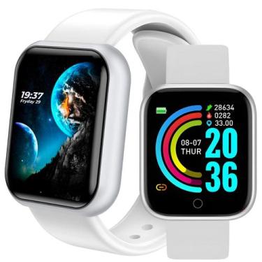 Imagem de Relógio Smart Digital Y8 Masculino e Feminino - Woofs, Branco