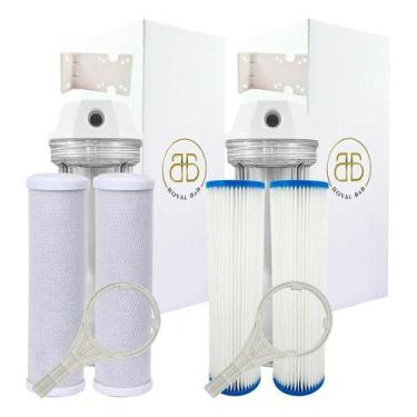 Imagem de Kit Filtro Caixa Dágua 2 Lavável 2 Carvão Ativado Completo - Royal B&B