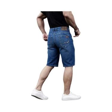 Imagem de Calças Jeans Masculinas Casuais Com Stretch, Clássicas Em Azul E Preto