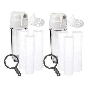 Imagem de Kit 2 Filtro Água Cavalete 6 Refis Polipropileno 0,5 Micra Transparent