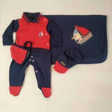 Imagem de Saída de Maternidade Menino Conjunto 5 Peças - Djiele, Vermelho