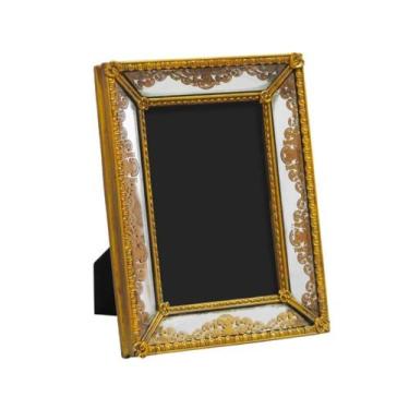 Imagem de Porta Retrato Resina Dourado 15x10cm Clássico - LUXdécor