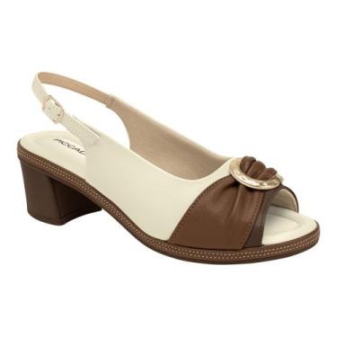 Imagem de Sandália Feminina Piccadilly Salto Grosso Médio Slingback, 35, Off whi