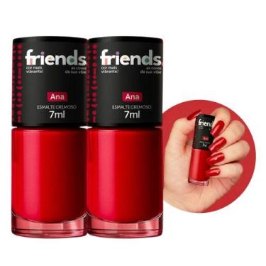 Imagem de Kit 2 Esmalte Vermelho Clássico Cremoso Ana Friends 7ml Cor Vibrante