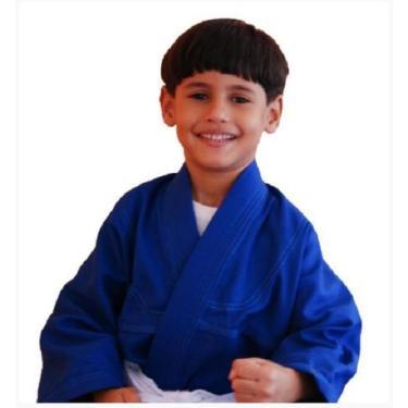 Imagem de Kimono reforçado com faixa branca judô jiu jitsu infantil azul - 1FIGH