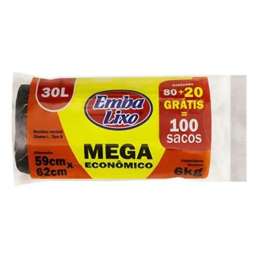 Imagem de Saco Para Lixo Preto 30l Embalixo 100 Unidades + Brinde  Kit 3un