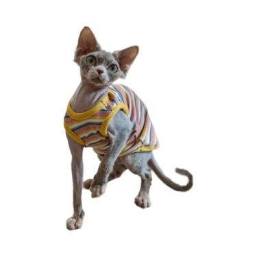 Imagem de Colete Listrado Elástico De Verão Para Gatos Sem Pelos Cor Maillard, R