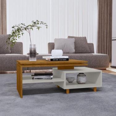 Imagem de Mesa de Centro Decorativa Lima Tampo Duplo Design Moderno Marrom - Móv