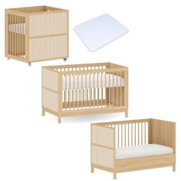 Imagem de Berço Evolutivo Indy Premium 3 em 1 MDF com Palhinha Natural Rattan Vi